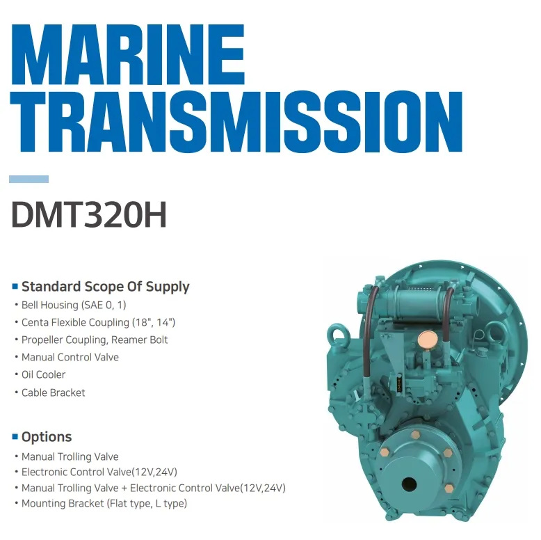 Caixa de engrenagens coreana de alto desempenho para transmissão marítima, reversor DMT320H