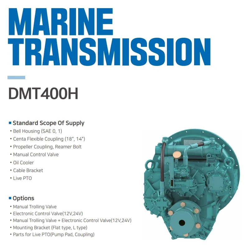 Caixa de câmbio marítima coreana Di, caixa de câmbio marítima D-I durável para barcos Dmt400h
